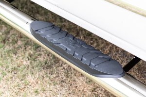 GMC Sierra 1500 Oval Nerf Steps - Rough Country - Crew Cab, DEF Tank - Stainless - '07-'18